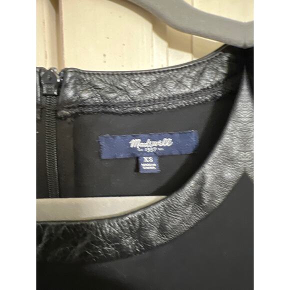 Madewell size XS black mini dress with leather trim - Picture 3 of 4